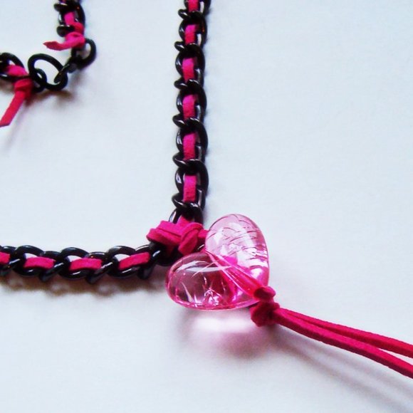 Hand Designed - Hot Pink Bracelet and Choker - Picture 3 of 7
